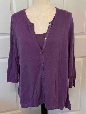 J. Jill Purple Cardigan (Sz L) and Tank (Sz XL)